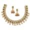 Antique Gold-Plated Artificial Stone Studded Necklace with Earrings Jewellery Set