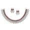 Antique Oxidised Silver Plated Traditional Temple Coin Red American Diamond Studded Necklace With Earrings