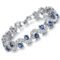 Royal Blue Crystal CZ Silver Plated Stylish Bracelet - Image 2