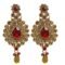 Lucky Jewellery Bridal Dulhan Designer 18k Gold Plated Gold Red Color Pearl Stone Set - Image 3