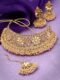 Gold Plated Gold Kundan & Beads Floral Choker Necklace Set With Earring And Maangtika - Image 3