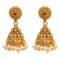 Traditional Handcrafted Antique Gold Jewellery Clustered Hanging Pearls Necklace Set With Jhumki Earrings - Image 3
