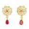 24 Kt Gold Plated American Diamond Nakshatra Ruby Drop Earrings - Image 3