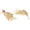 Gold Plated White & Red American Diamond Studded With Drop Pearl Beaded Jewellery Set - Image 4