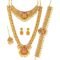 Gold-Plated Bridal Jewelry Set Traditional Temple Lakshmi Design Necklace, Earrings, Maang Tikka & Vaddanam - Image 4