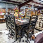 Adelita table 7' 9" with six chairs and a six foot bench