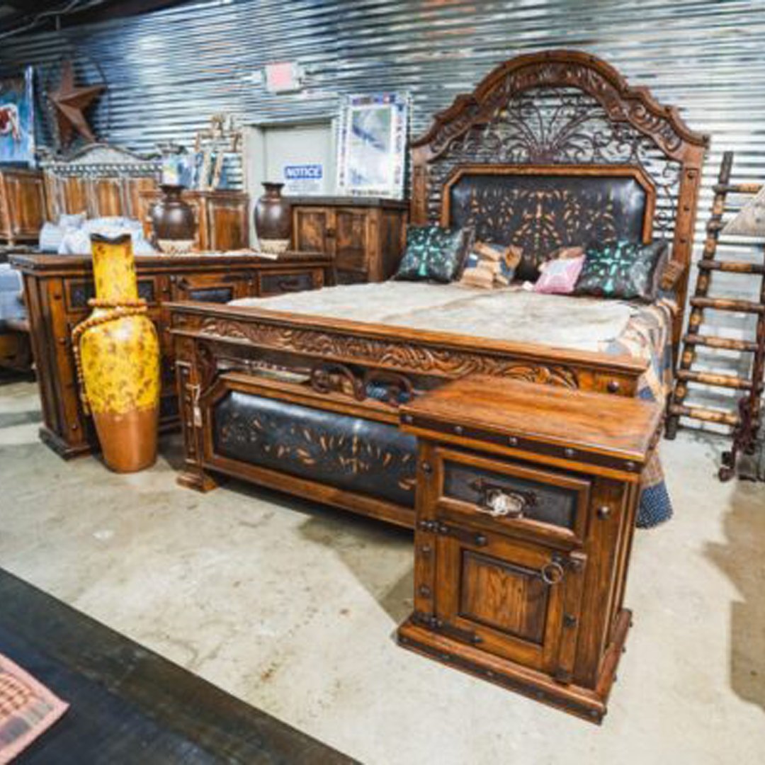 Bella King bed Hand tooled leather Bella King bed Hand tooled leather - Image 1