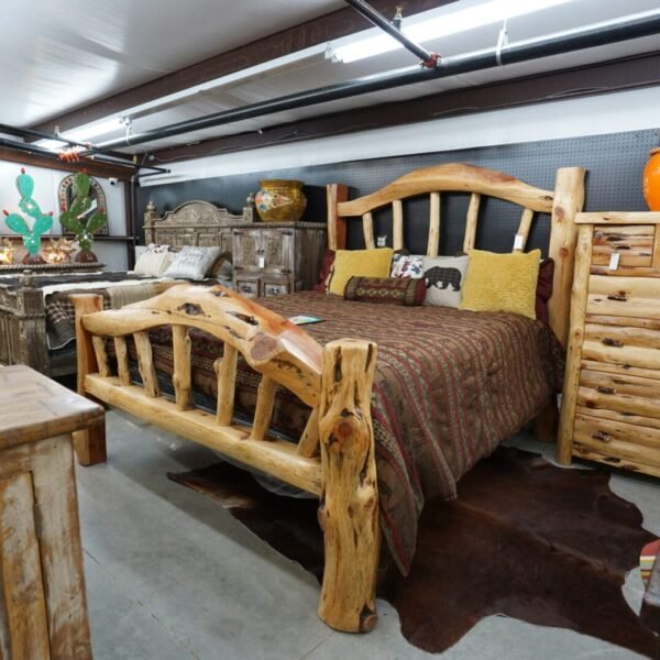 Cedar Log King Bed Set