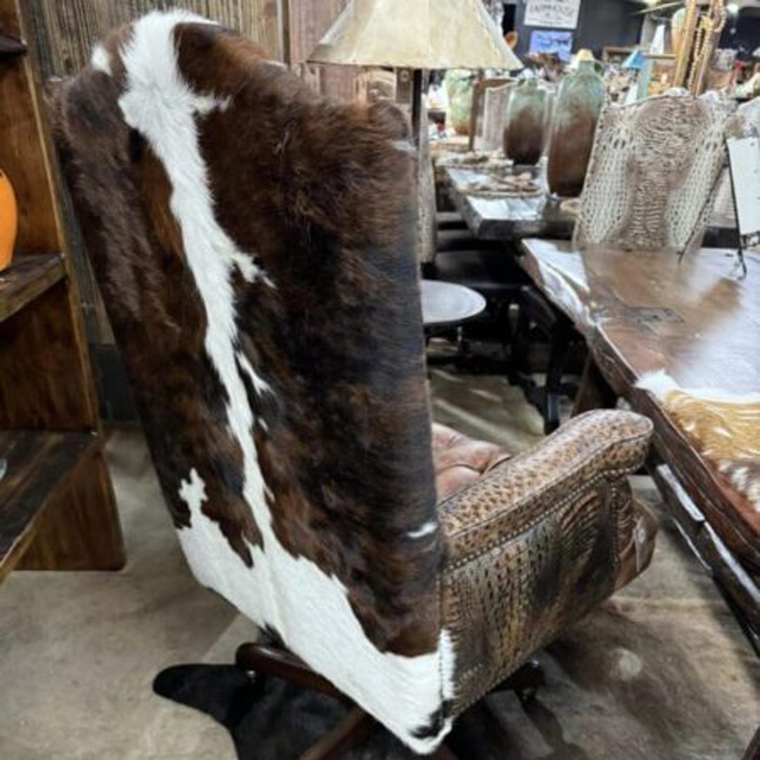Executive Desk Tufted Croc-Ostrich Tri color cowhide Chair Executive Desk Tufted Croc-Ostrich Tri color cowhide Chair - Image 1