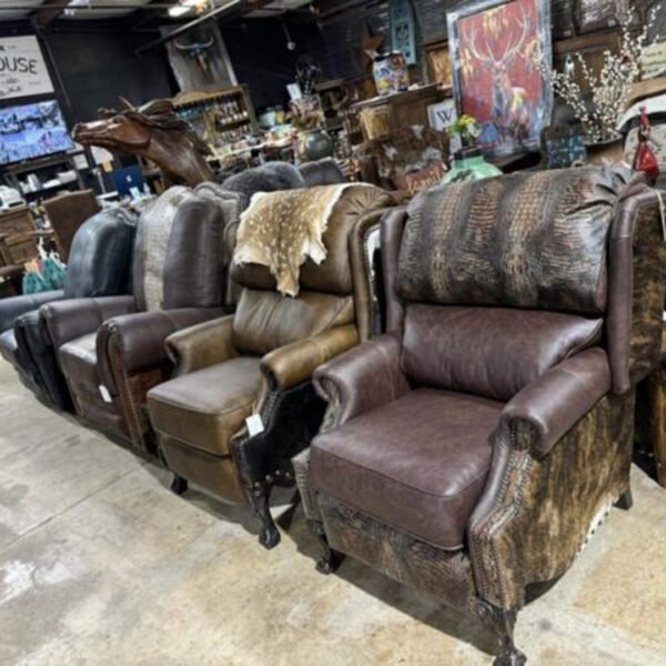 Tyler Croc brindle cowhide push back recliner