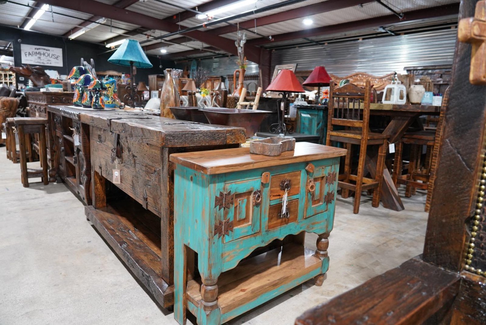 feb-24-ad-3.jpeg 4 ft Turquoise Console Table - Image 1