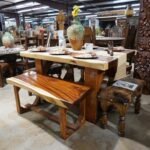 Parota Counter height table with two benches 60"