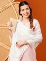 Embroidered Lucknowi Chikankari White Chiffon Dupatta - Image 9