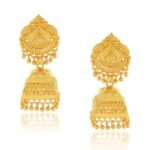 24KT Micron 1 gram Gold Square Umbrella design Traditional Jhumka Earrings
