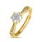 925 Sterling Silver Solitaire Gold Plated Brilliant Cubic Zirconia Ring for Women
