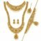 Gold-Plated Bridal Jewelry Set, Traditional Floral Design Necklace, Earrings, Maang Tikka