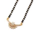 925 Sterling Silver Traditional Black Beaded Kala Mani Mangalsutra with Rose Gold for Women