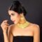 24ct Gold Plated Brass Bridal Wedding Choker Necklace Set with Earrings - Image 4