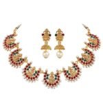 18k Gold Plated Traditional Temple Choker Necklace Wedding Party Stylish Jewellery Set