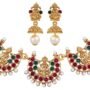 18k Gold Plated Traditional Temple Choker Necklace Wedding Party Stylish Jewellery Set - Image 3