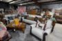 White Italian Leather Living room set w Tooled Leather