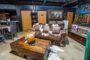 Conversational Sofa leather with tri color cowhide